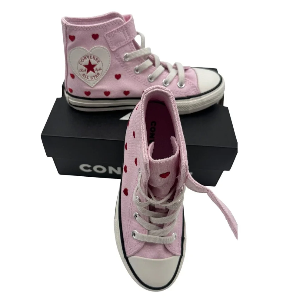 Converse Kids Chuck Taylor All Star Hearts & Roses Pink High Top Shoes 13 NIB